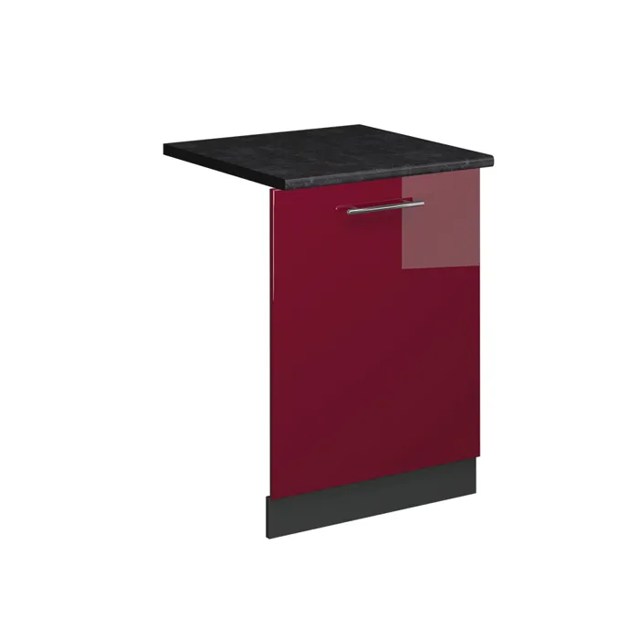 Vicco Façade de lave-vaisselle Rouge bordeaux Haute brillance 60cm, PT Anthracite