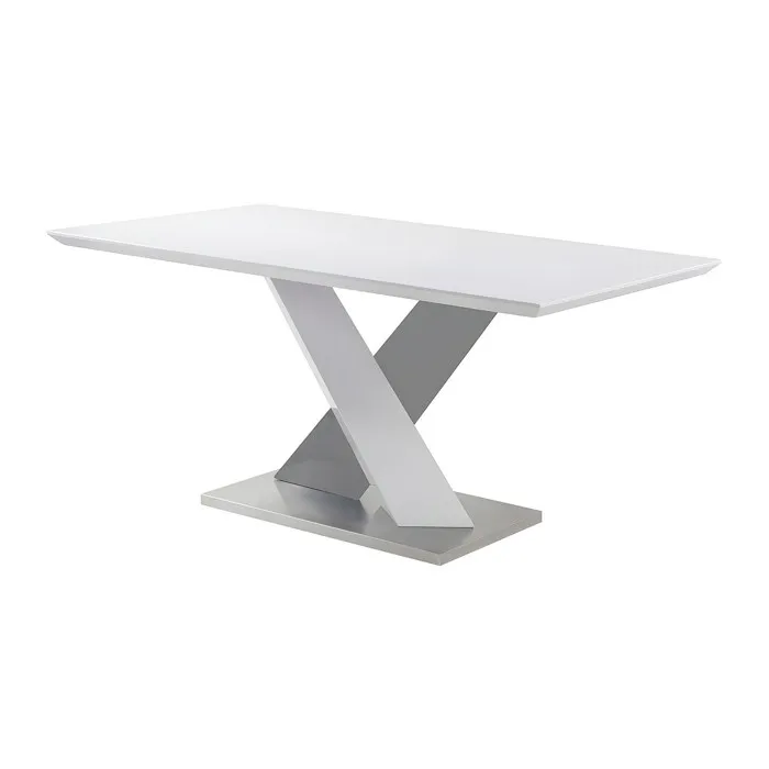 Table à manger SALVA - 6 personnes - MDF laqué - Blanc et anthracite
