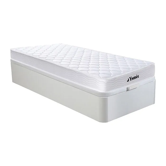 Ensemble 90 x 190 cm sommier coffre blanc + matelas ressorts et mémoire de forme ép.15cm - WOLKENLOS de YSMÉE