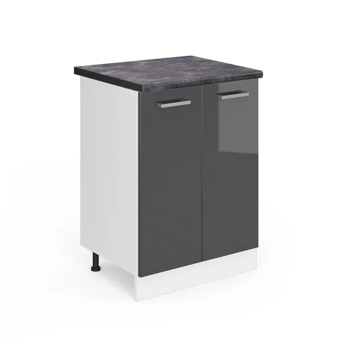 Vicco Meuble bas de cuisine Anthracite Haute brillance/Blanc 60cm plan de travail Anthracite
