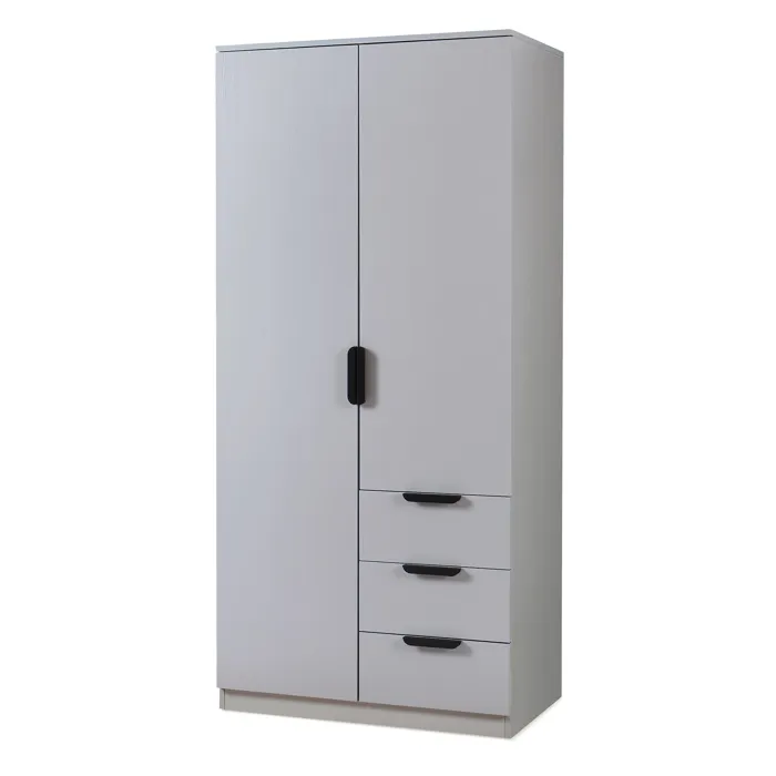 Armoire de chambre Eiselfing avec 4 étagères et 3 tiroirs 176 x 80 x 52 cm gris en.casa