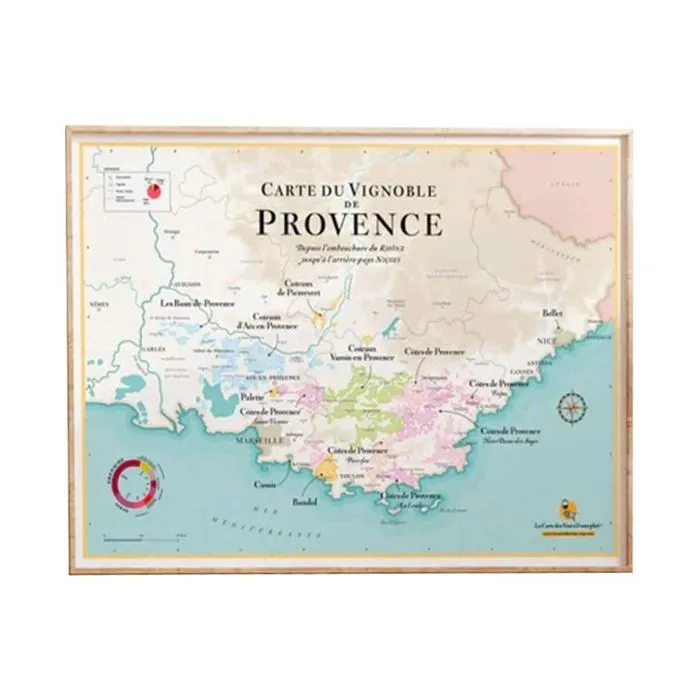 Affiche 70x50 cm - La Carte des Vins de Provence - LA CARTE DES VINS SVP