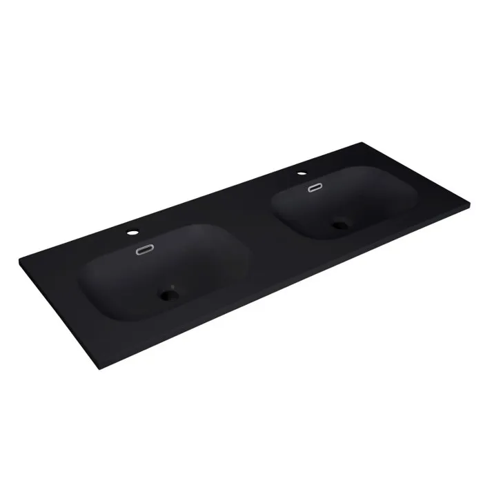 Plan vasque intégré en résine de synthèse ENIO 140cm noir