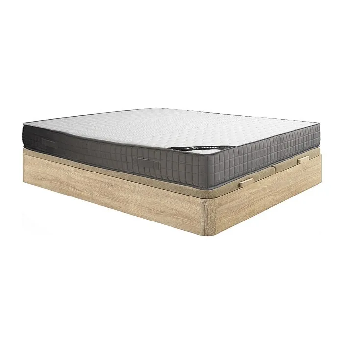 Ensemble 180 x 200 cm sommier coffre naturel clair + matelas mousse et accueil mémoire de forme 11 zones ép.22cm - DANEVO de YSMÉE