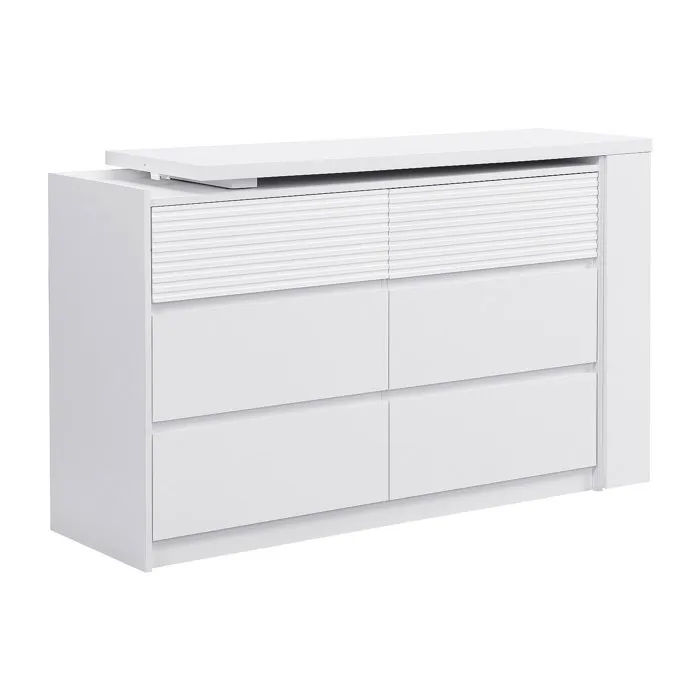 Commode coiffeuse 6 tiroirs et 3 niches - Blanc - BOPANIA