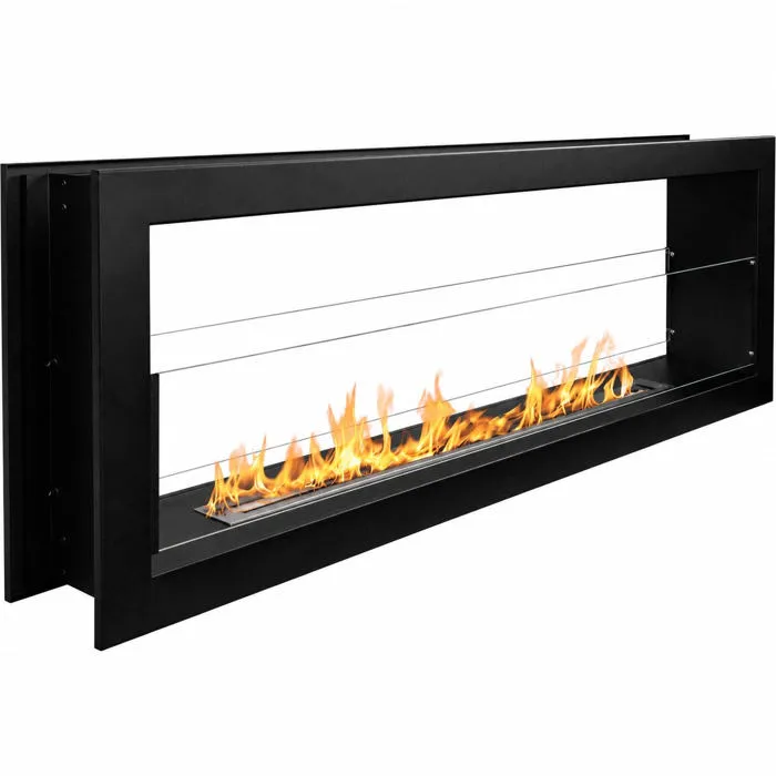 Montefalco 120 - Cheminée à bioéthanol encastrable double face 120x40x15 cm avec brûleur en acier de 1,25 l