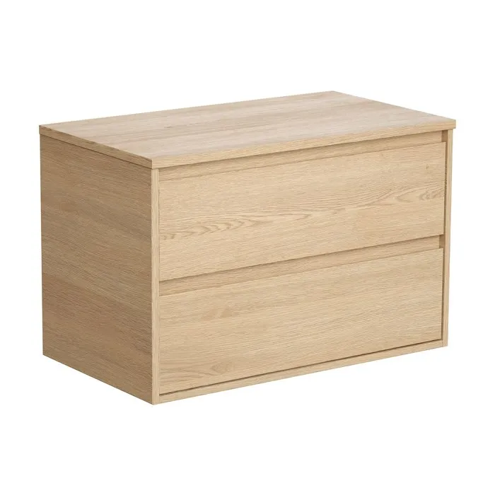 Meuble sous vasque suspendu avec planche - Placage chêne - 80 cm - MILIPAM