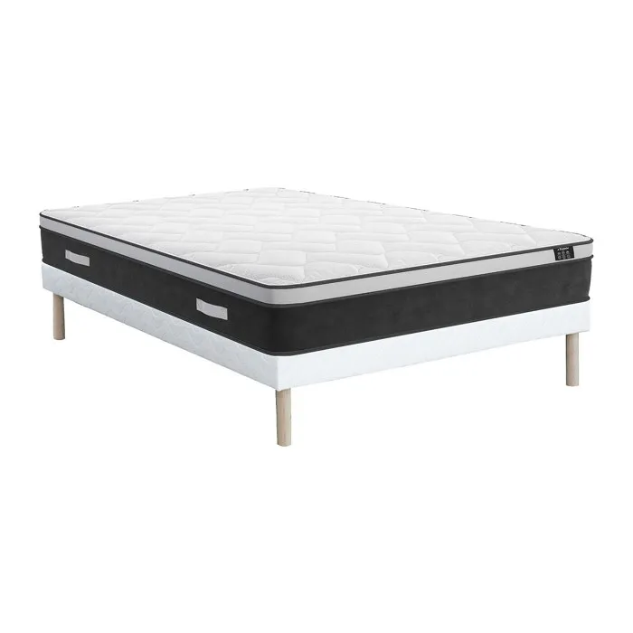 Ensemble 160 x 200 cm sommier + matelas hybride ressorts ensachés et mémoire de forme ép.25cm - ASTRIA de YSMÉE