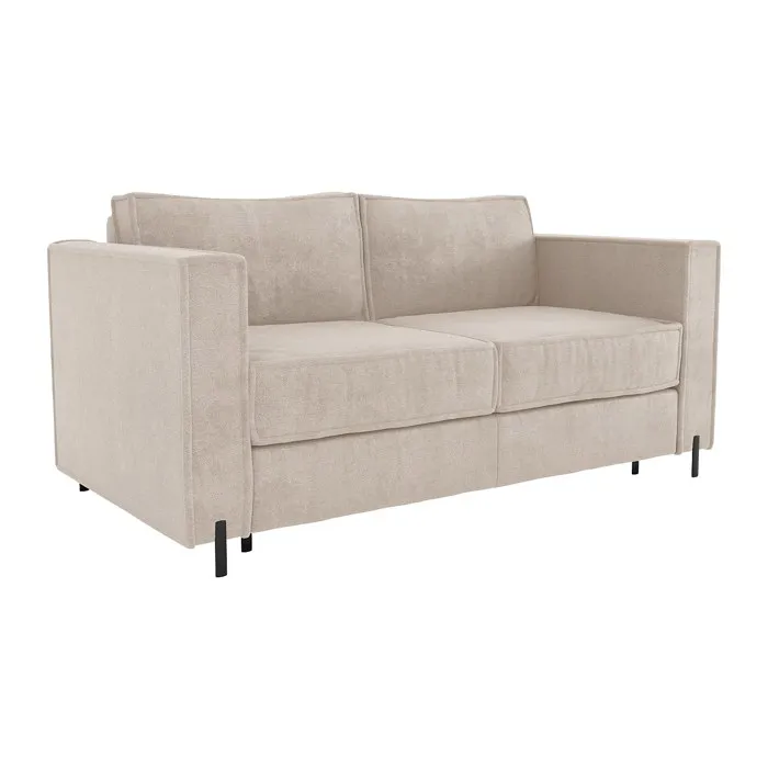 Canapé 4 places convertible express en tissu texturé beige - Couchage 160 cm - Matelas 20 cm - ELORYA