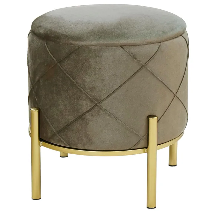 Pouf de Rangement avec Couvercle matelassé AKORD SAVANA velour colour Beige hauteur 40 cm