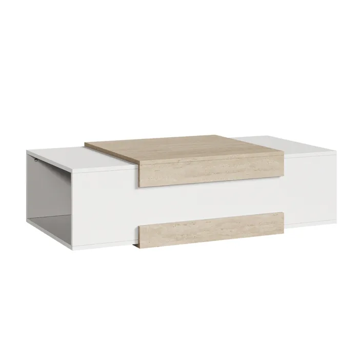 Table basse Eljak 110 x 57 x 31 cm blanc / effet travertin en.casa