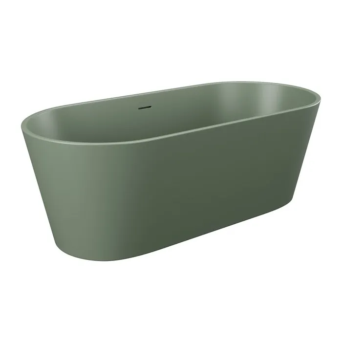 Baignoire îlot ovale - 159 x 74 x 56 cm - Acrylique - Kaki mat - 255 L - LUZECA