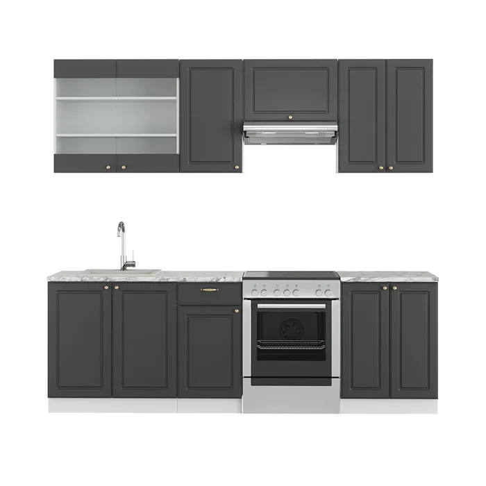 Vicco Cuisine Anthracite-or/blanc 240cm sans PT
