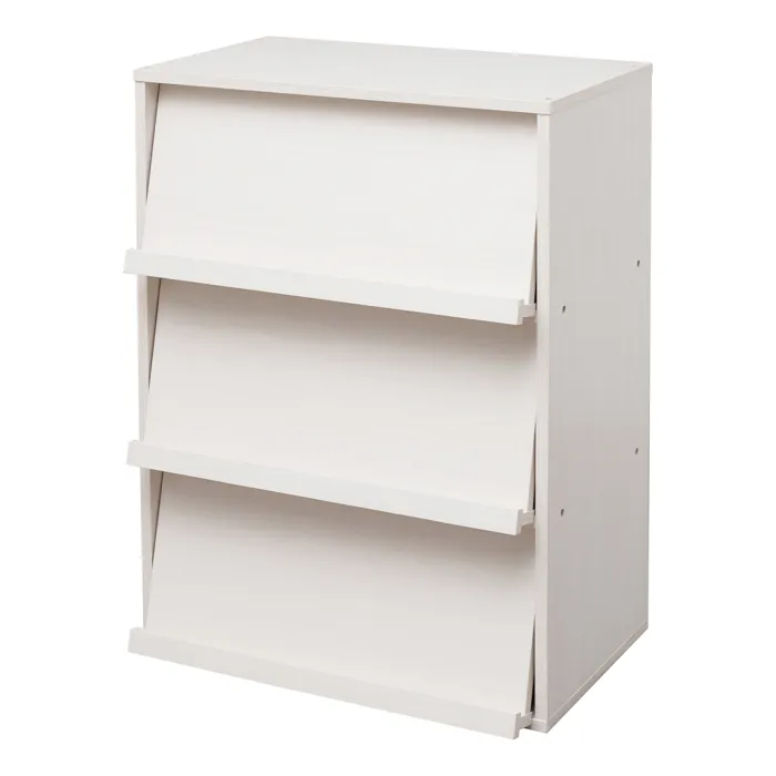 Iris Ohyama, Meuble, Bibliothèque, étagère de rangement avec 3 portes, CHR-3, Chêne Blanc, L40.9 x P59 x H83.6 cm