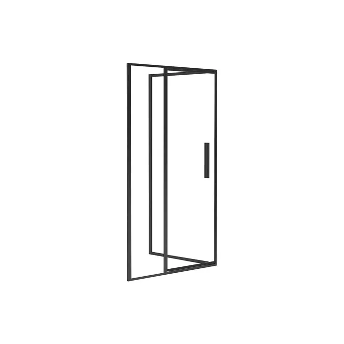 Paroi de douche avec porte pivotante noir mat style industriel - 120 x 80 x 195 cm - TORONI