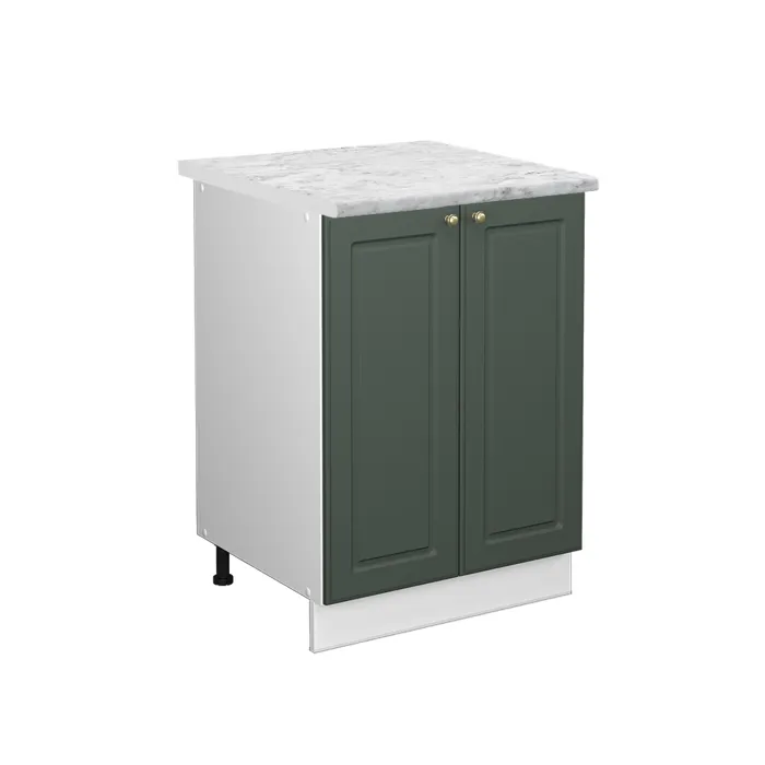 Vicco Meuble bas de cuisine Vert Or Campagne/Blanc 60cm plan de travail Marbre
