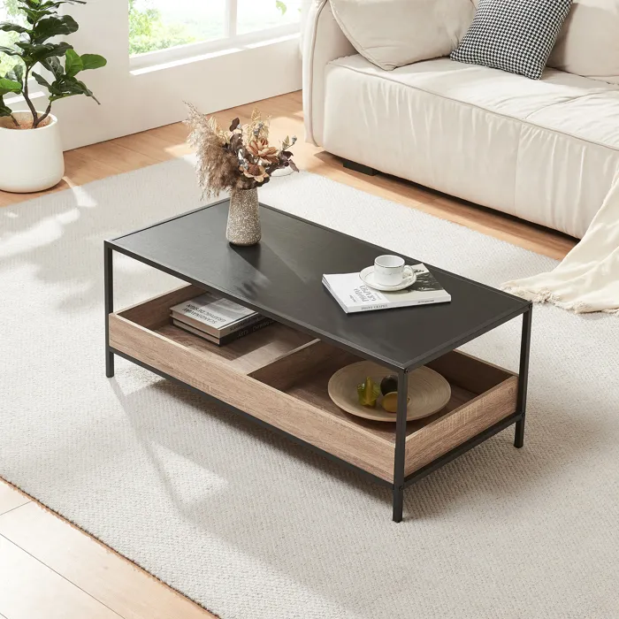 Table basse Belana 100 x 48 x 39 cm noir effet chêne en.casa
