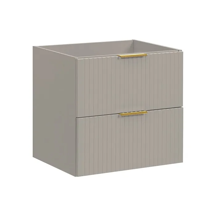 Meuble sous vasque suspendu strié - Beige - L60 cm - ZEVARA