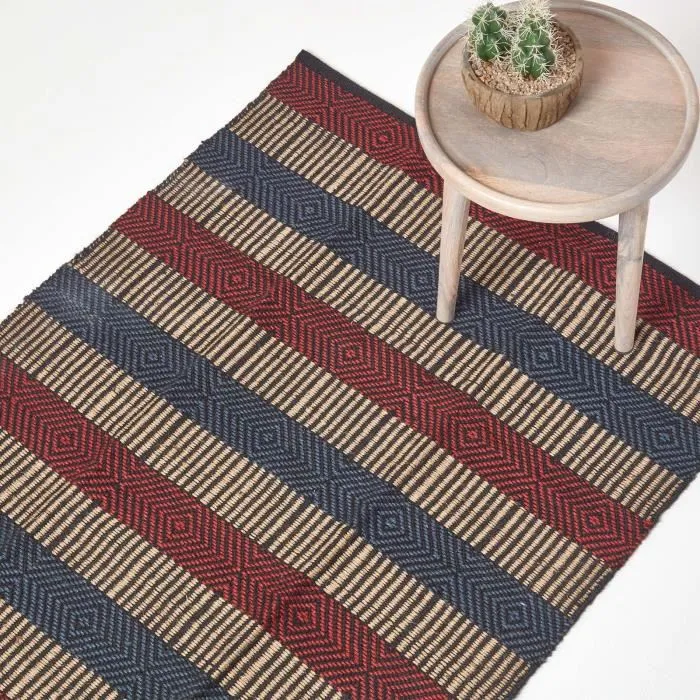 Tapis Jute Multicolore Rayé 90x150cm - Homescapes