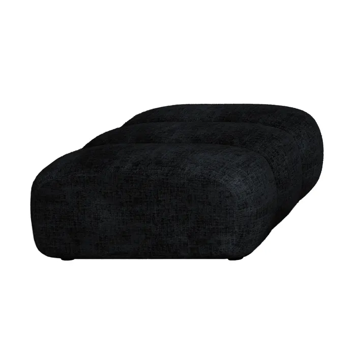 Gabya - Pouf Rectangle Matelassé En Tissu Noir