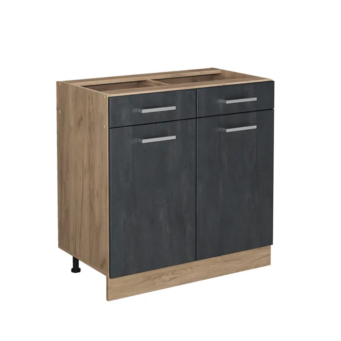 Vicco Meuble cuisine Béton noir/Chêne doré 80cm sans plan de travail
