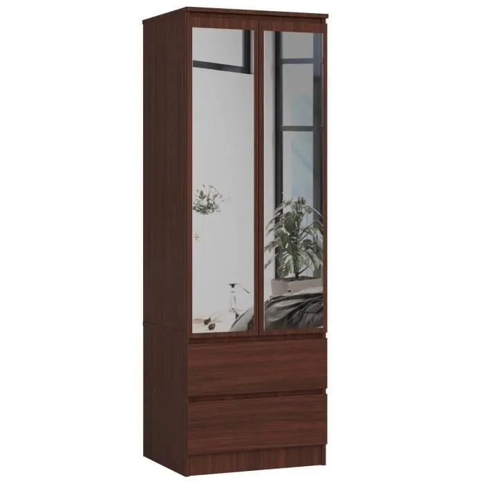 Armoire Akord S60 Wengé 60 Cm 2 Portes 2 Tiroirs Façade Wengé 1 Étagère 60x51x180 Cm