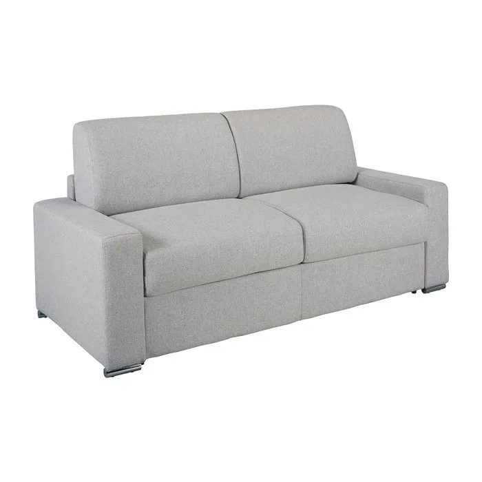 Canapé 3 places convertible express en tissu chiné gris - Couchage 140 cm - Matelas 14 cm CALITO