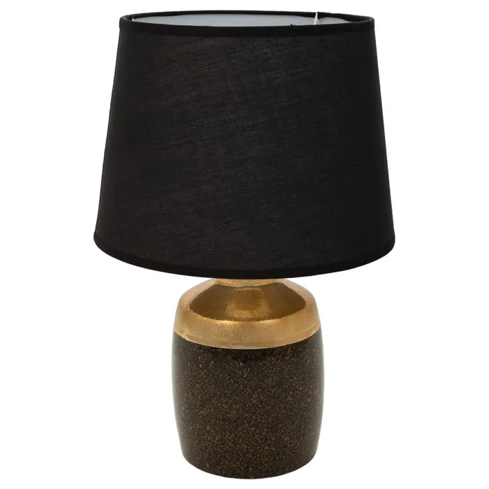 Lampe De Table En Céramique Noire Et Dorée, 13,5x13,5x24,5 Cm