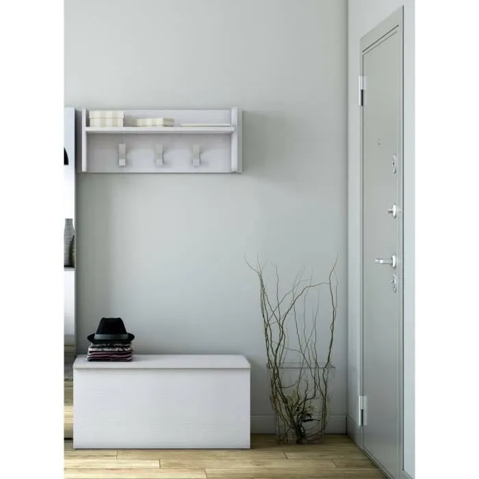 Meuble D'entrée Effet Bois Blanc 93x29 Cm