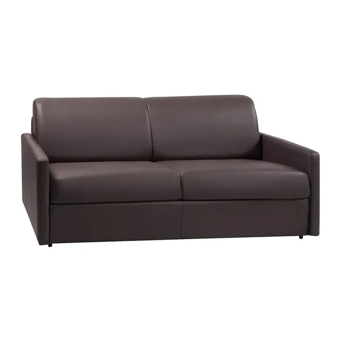 Canapé 4 places convertible express en simili marron - Couchage 160 cm - Matelas 22 cm avec mémoire de forme CALIFE