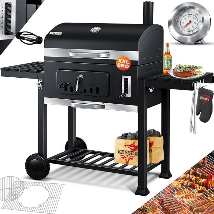 Barbecue Charbon Horizontal Kesser Acier Gris 76.5 X 44 X 82 Cm Pierre A Pizza