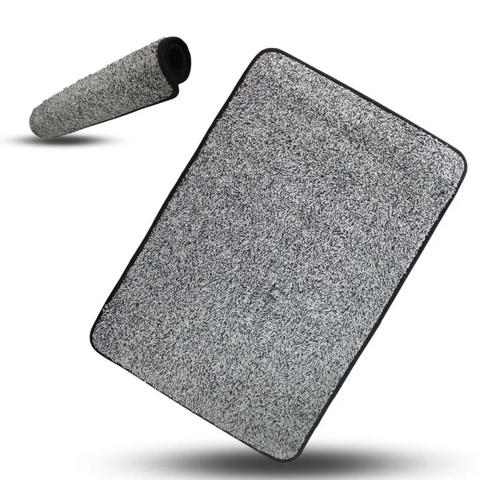 Tapis Absorbe Tout Fishtec Coton Tressé 3 Fils Marron Chiné Lavable Semelle Caoutchouc Antidérapante 70x46 Cm