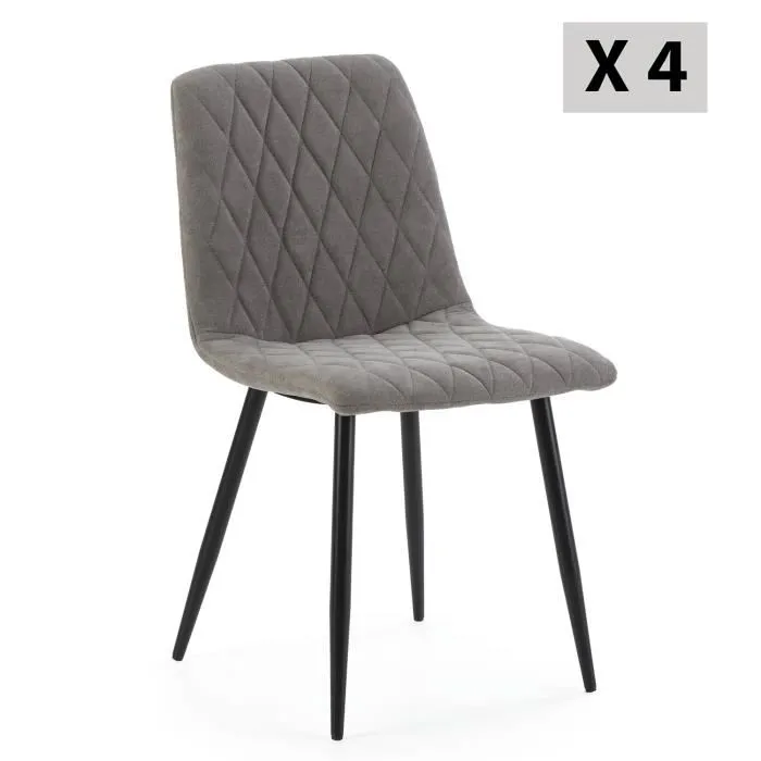 Pack 4 Chaises Abril Recouvertes De Tissu Gris