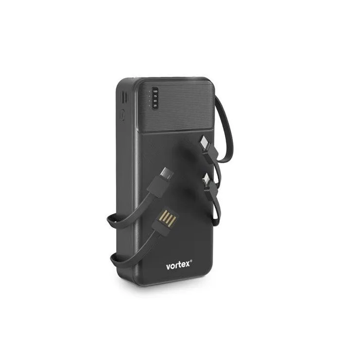 Vortex - Powerhub 15c - Batterie Externe 15000 Mah - 4 Appareils - Câbles Intégrés