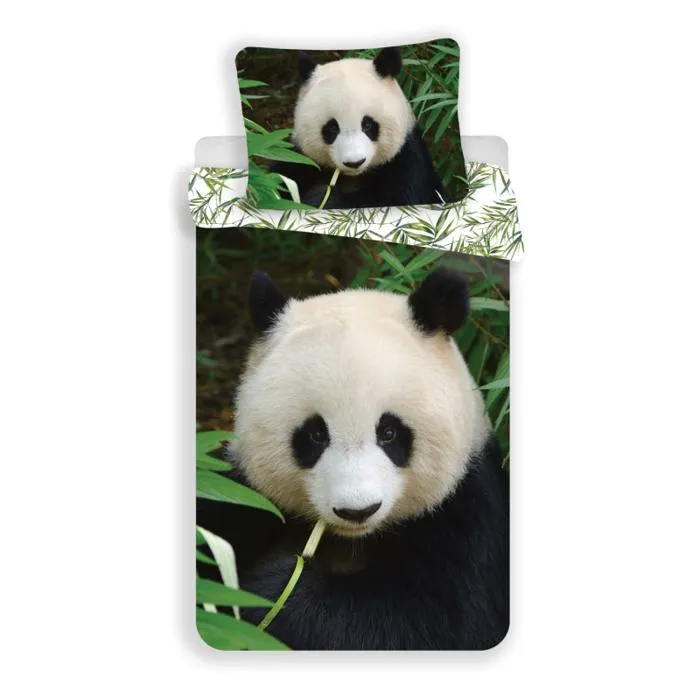 Parure De Lit En Coton "panda" - Noir/blanc- 140 X 200 Cm