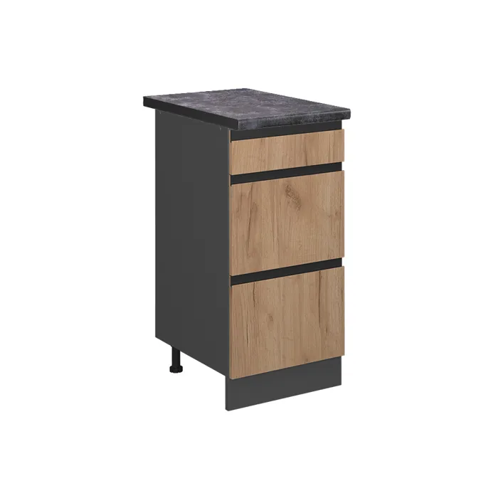 Vicco Meuble cuisine Chêne doré/Anthracite 40cm avec tiroirs plan de travail Anthracite