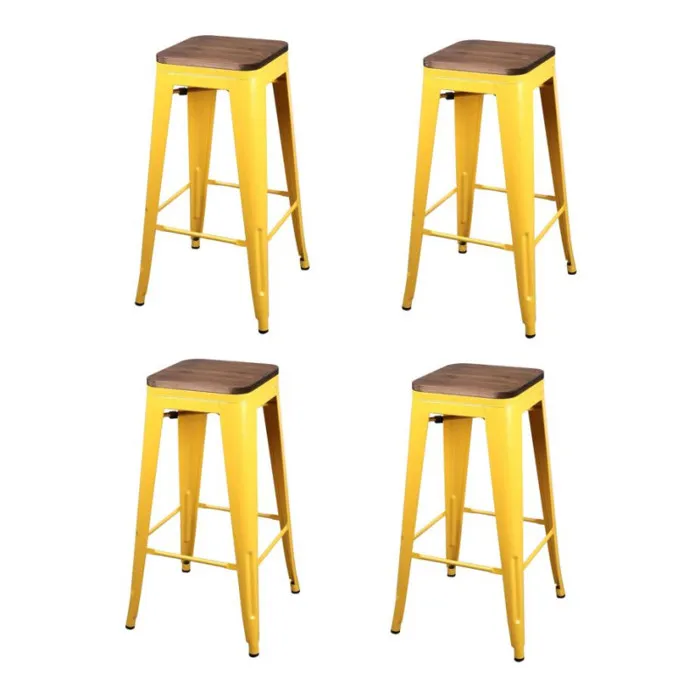 Tabouret de bar vintage Liv - H. 77 cm - Jaune