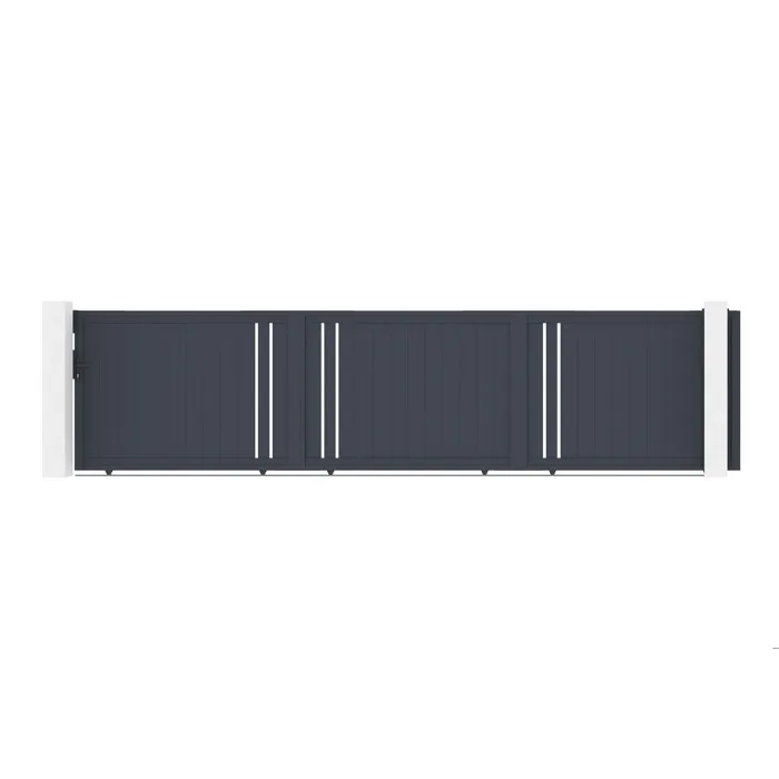 Portail coulissant 6m GIONA H.140 aluminium gris