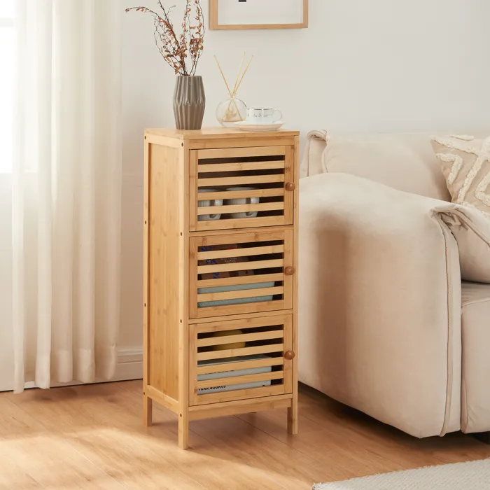 Armoire d'appoint Ypäjä 82 x 33 x 27cm bambou naturel en.casa