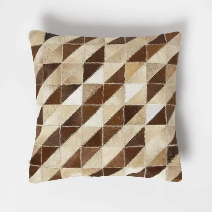 Coussin En Peau Véritable À Rayures, 45x45cm - Homescapes