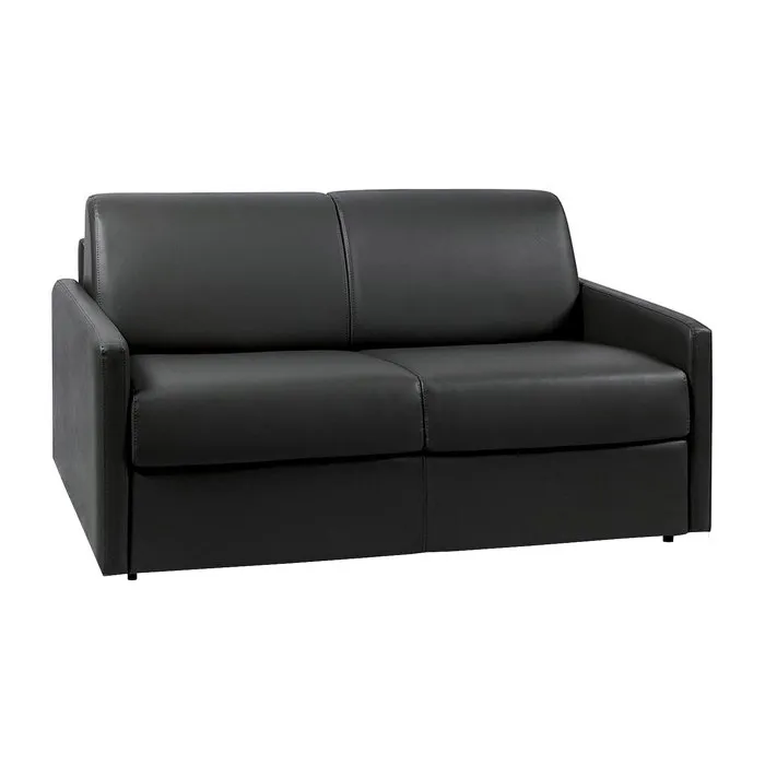 Canapé 2 places convertible express en simili noir - Couchage 120 cm - Matelas 14 cm CALIFE
