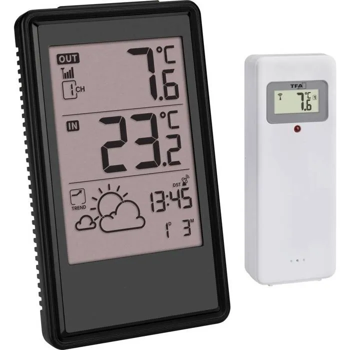 Station météo radiopilotée TFA Dostmann 35.1170.01 - affichage température int./ext., prévisions, horloge DCF77