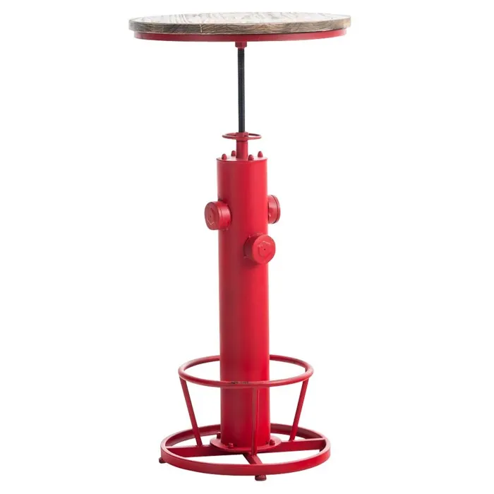 Table Haute Table De Bar Style Industriel Hauteur Réglable Repose-pieds Rouge Tab10023