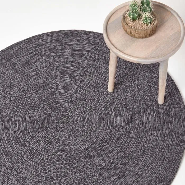 Tapis Rond Tissé À Plat En Coton Mélange Gris Et Noir 120cm - Homescapes