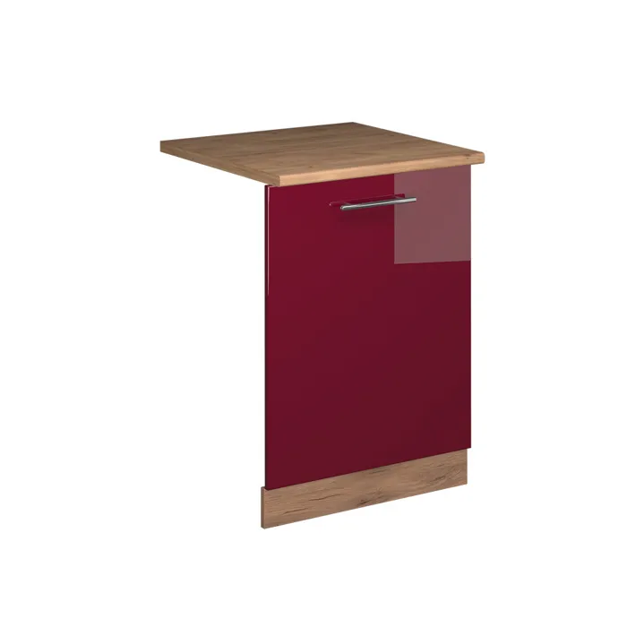 Vicco Façade de lave-vaisselle Rouge bordeaux Haute brillance 60cm, PT Chêne
