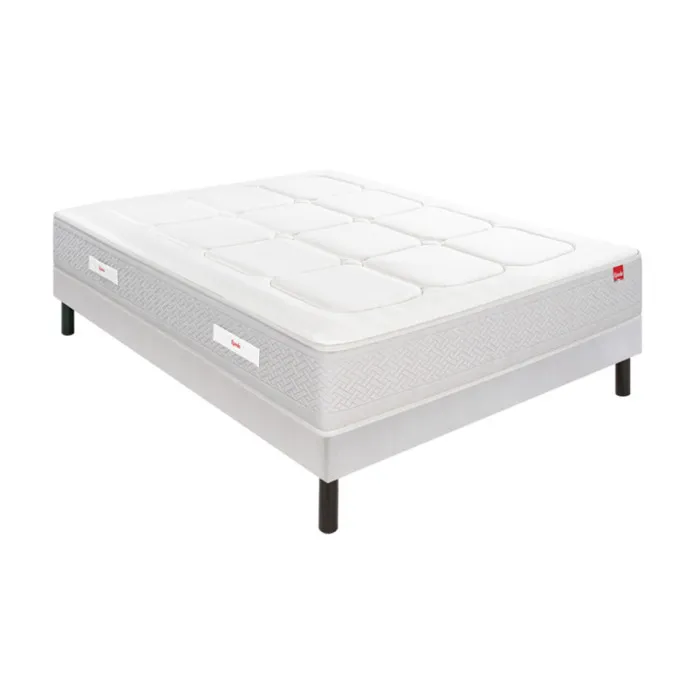 Ensemble Epeda L'INOUBLIABLE + Sommier Confort Medium + Pieds 160x200 - Double Sommier Gris souris Ressorts
