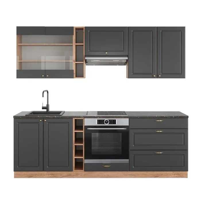 Vicco Cuisine Anthracite Campagne/Chêne doré 235cm, PT Anthracite