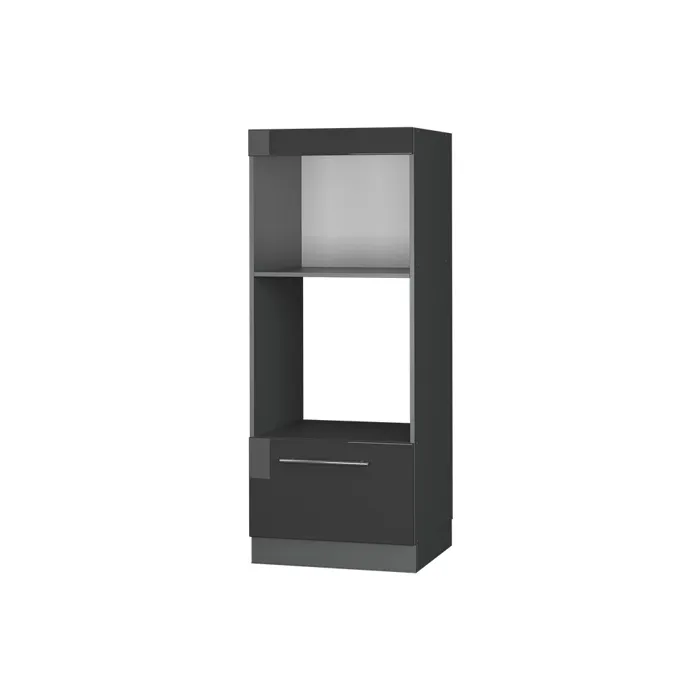 Vicco Armoire micro-ondes Anthracite Haute brillance 60cm ouvert