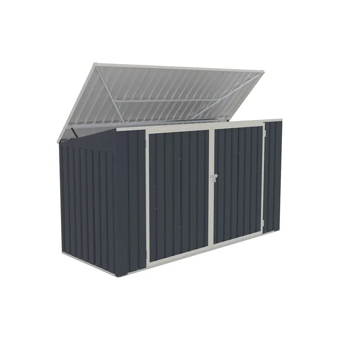 Abri pour poubelle triple en acier galvanisé gris anthracite - L237 x P101 x H131 cm - ILARIO