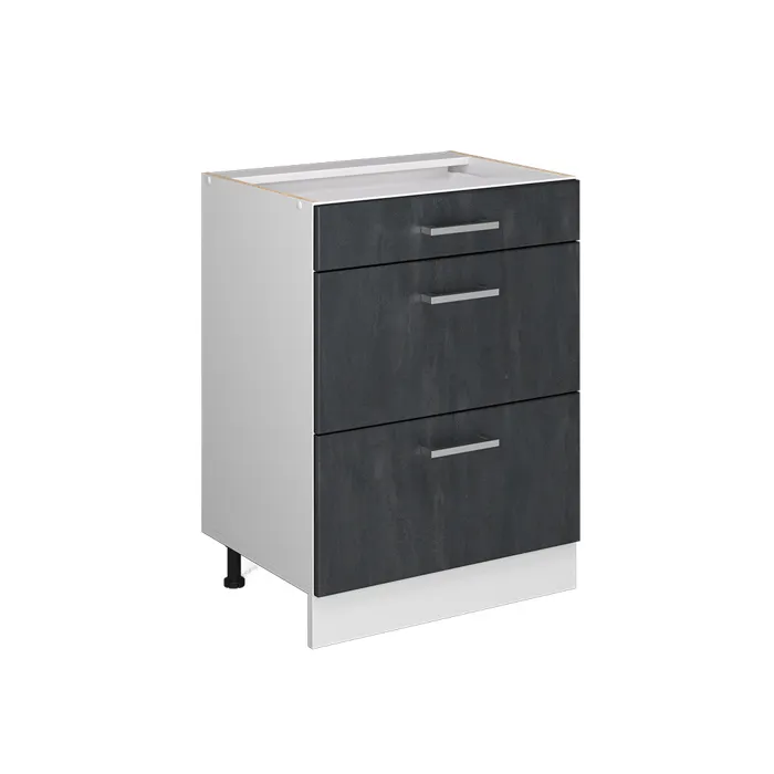 Vicco Meuble cuisine Béton noir/Blanc 60cm avec tiroirs sans plan de travail